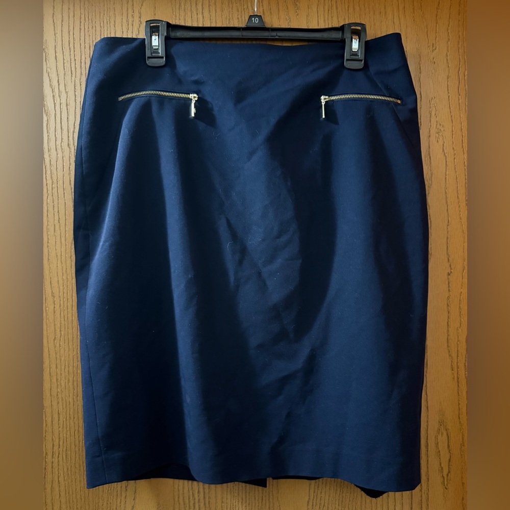 Tommy Hilfiger Navy Pencil Skirt with Zipper Details